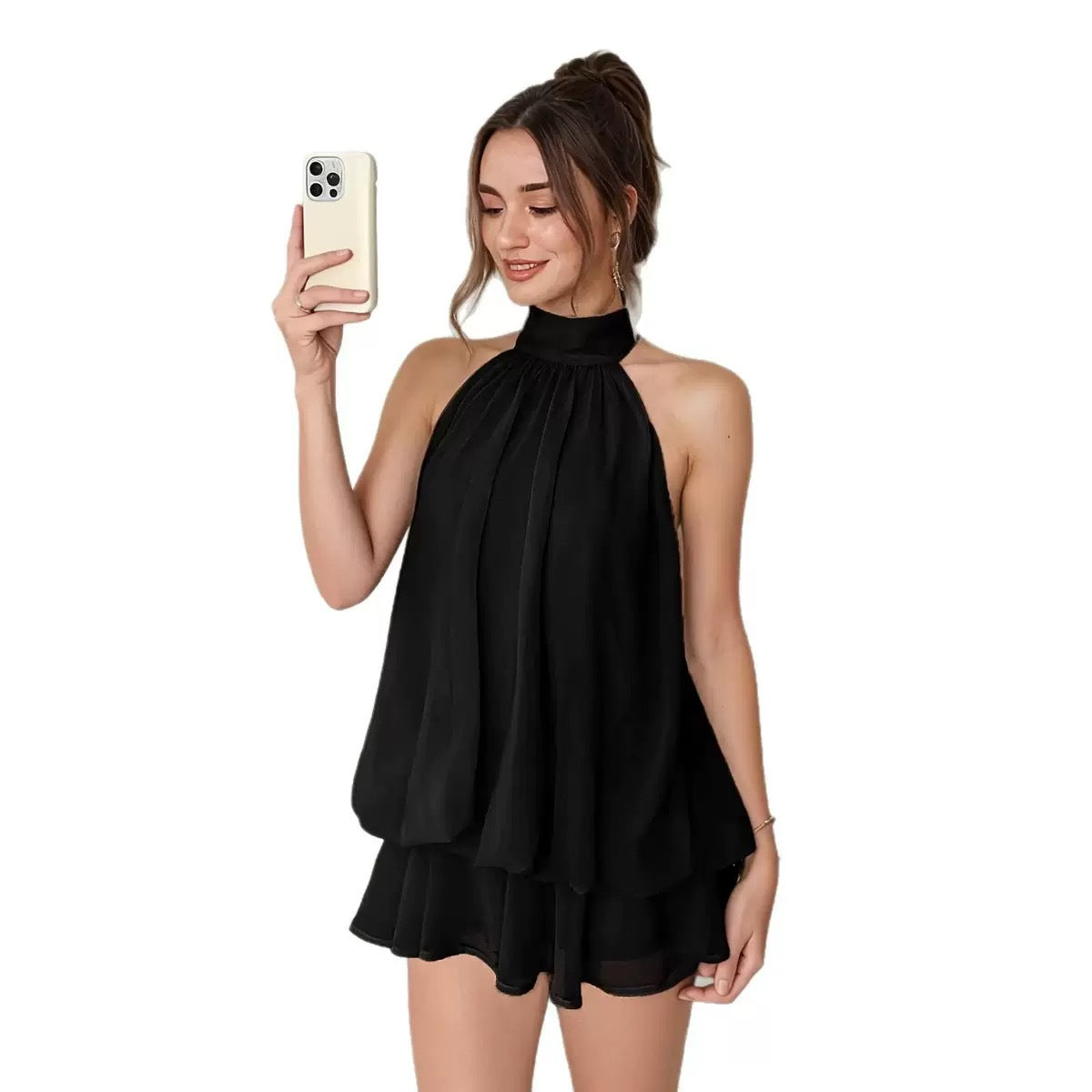 Vestido corto con cuello halter